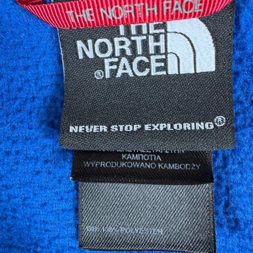 The North Face Fleece Sweatshirt Men Large Blue Logo Quarter Zip Casual Pullover